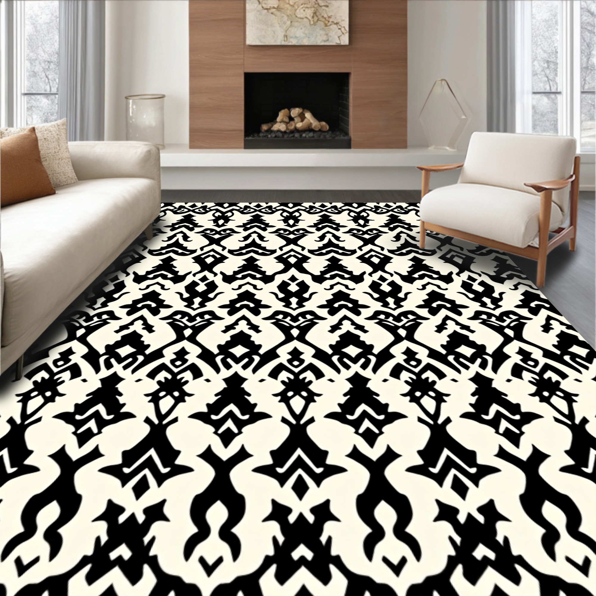 Interlocking Two Rugs ODIKA 8'x10' Machine Washable Non-Slip Area Rug, Interlocking Motif ...