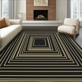 thumbnail image 1 of Flatwoven High Traffic Area Rug, Interlocking Grid Contemporary Motif, Non Slip, Stain Resistant, Washable Area Rugs for Living Room, Bedroom(Black, 4X6), 1 of 8