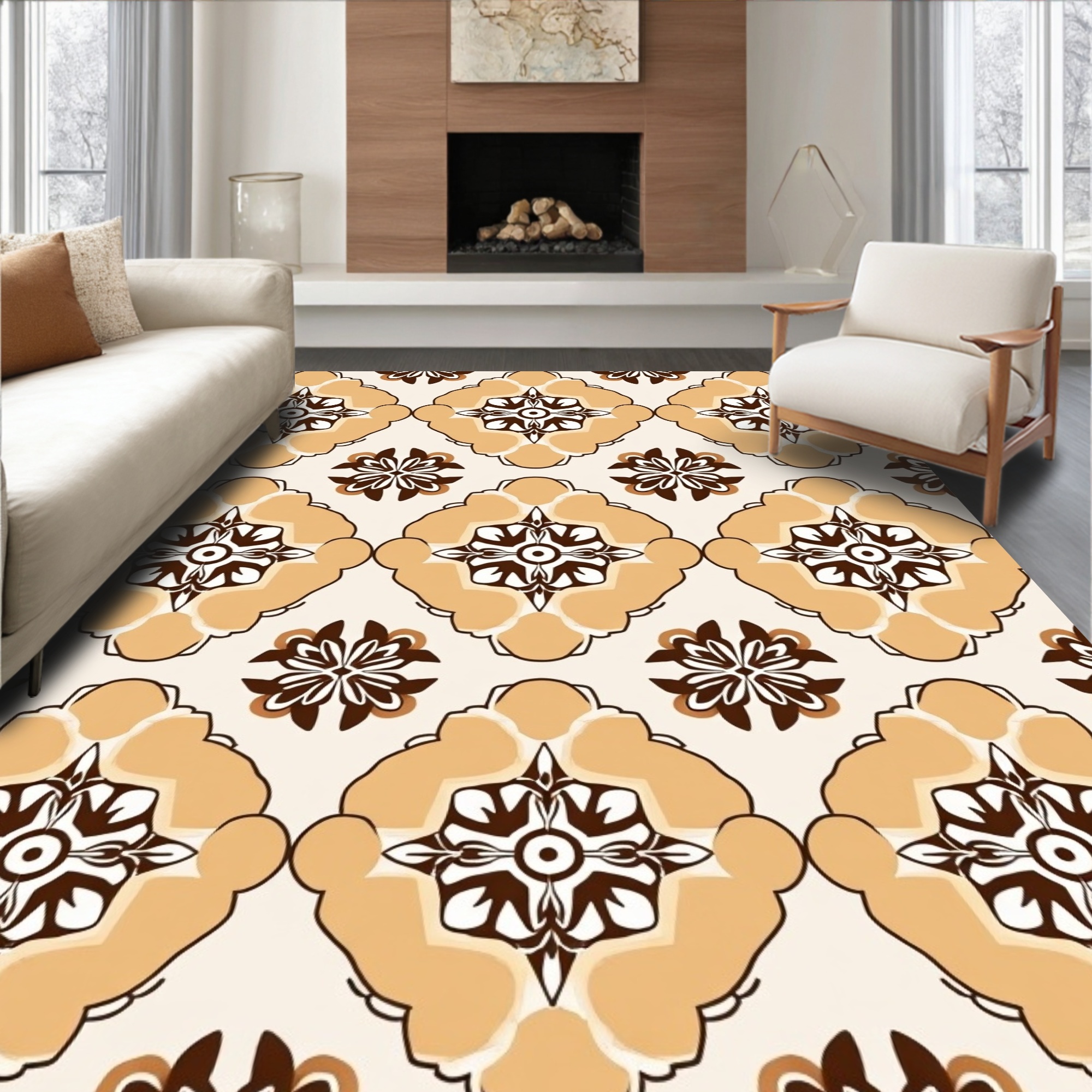 Interlocking Two Rugs ODIKA 3'x5' Machine Washable Non-Slip Area Rug, Interlocking Mosaic ...