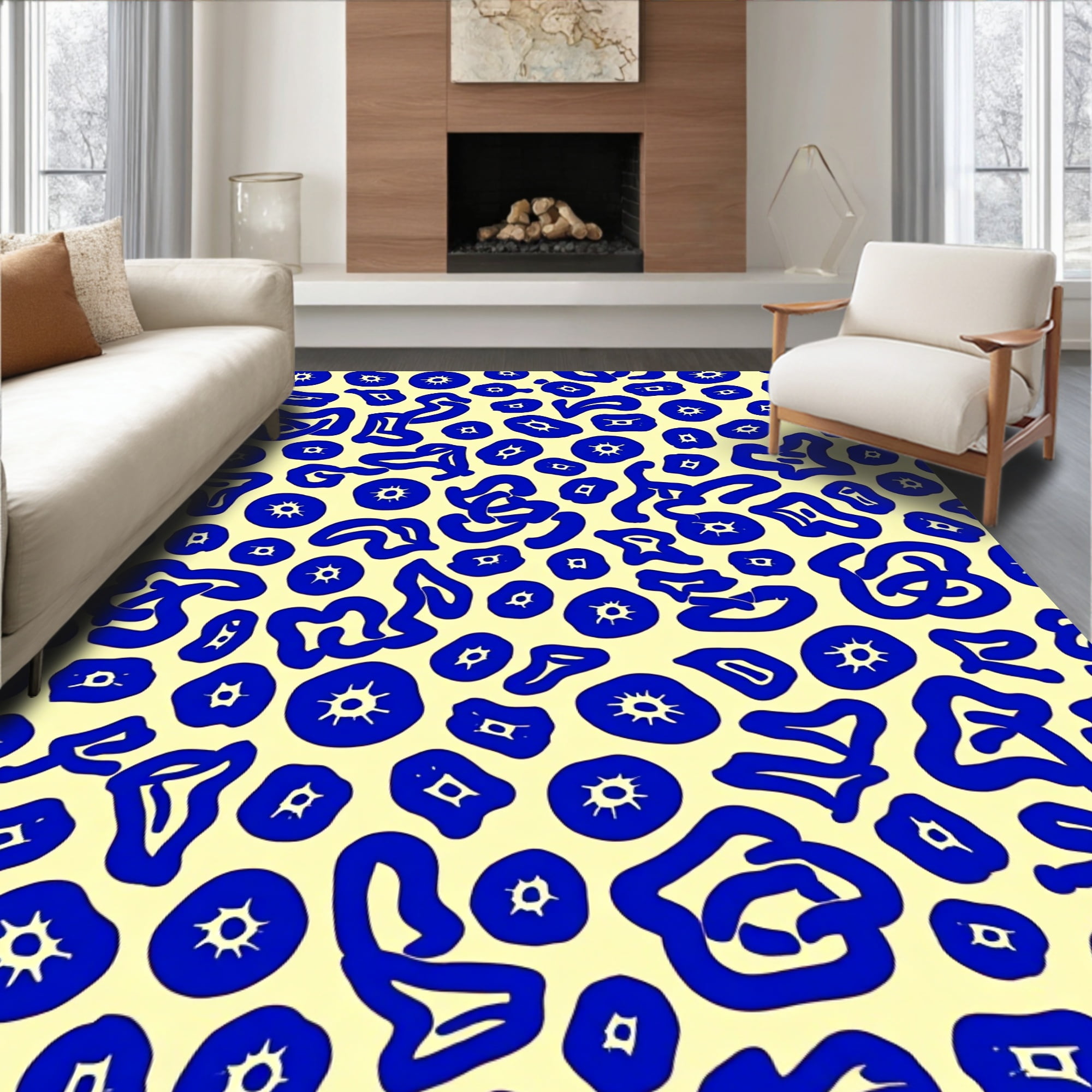 Flatwoven High Traffic Area Rug, Interlocking Spotted Evoking Exotic ...
