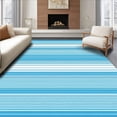 thumbnail image 1 of Flatwoven High Traffic Area Rug, Interlocking Stripe Motif with Layered Blue and White Horizontal Bands, Non Slip, Stain Resistant, Washable Area Rugs for Living Room, Bedroom(Blue, 8X10), 1 of 8