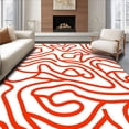 thumbnail image 1 of ODIKA 3'x5' Machine Washable Non-Slip Area Rug, Interlocking Wave Motif with Minimalist Contemporary Swirls High Traffic Rug, Red, 394151, 1 of 7