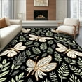 thumbnail image 1 of ODIKA 5'x7' Machine Washable Non-Slip Area Rug, Intricate Insect Motif Featuring Stylized Moths and Ferns High Traffic Rug, Black, 311798, 1 of 7
