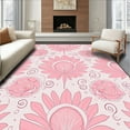 thumbnail image 1 of ODIKA 3'x5' Machine Washable Non-Slip Area Rug, Intricate Lotus Blossom with Layered Petal and Stem Details High Traffic Rug, Pink, 331960, 1 of 7
