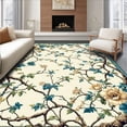 thumbnail image 1 of Flatwoven High Traffic Area Rug, Intricate Nautical Floral Trail with Woven Vine Accents, Non Slip, Stain Resistant, Washable Area Rugs for Living Room, Bedroom(Ivory, 3X5), 1 of 8