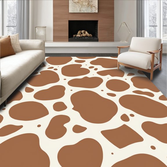 Flatwoven High Traffic Area Rug, Irregular Spotted with Brindle Inspired Motifs, Non Slip, Stain Resistant, Washable Area Rugs for Living Room, Bedroom(Brown, 2X3)