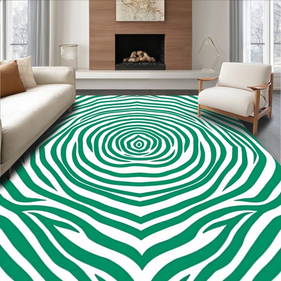 Flatwoven High Traffic Area Rug, Jade Ripple Modern Art, Non Slip, Stain Resistant, Washable Area Rugs for Living Room, Bedroom(Green, 4X6)
