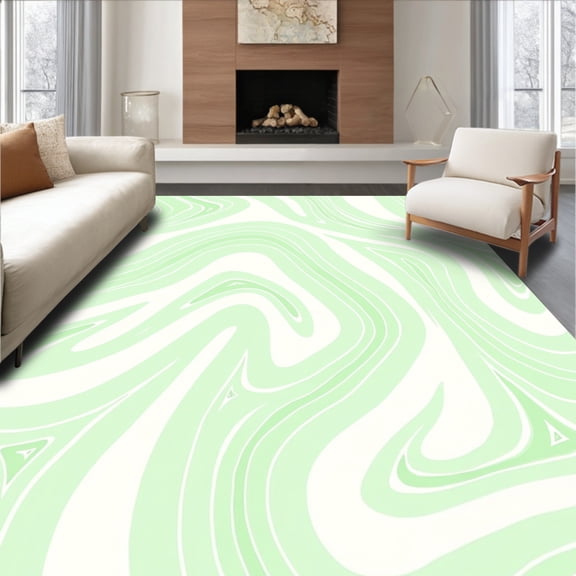 ODIKA 8'x10' Machine Washable Non-Slip Area Rug, Jade Whisper Abstract Accent High Traffic Rug, Green, 395144