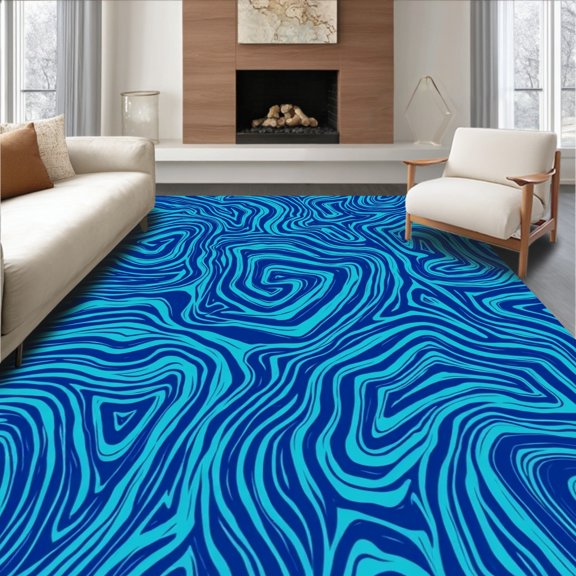 Flatwoven High Traffic Area Rug, Jungle Cat Wild Stripes Design, Non Slip, Stain Resistant, Washable Area Rugs for Living Room, Bedroom(Blue, 2X3)