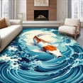 thumbnail image 1 of ODIKA 4'x6' Machine Washable Non-Slip Area Rug, Koi Pond Serenity Artistic Fish Entry Foyer Accent High Traffic Rug, Blue, 101956, 1 of 5