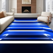 ODIKA 4x6 Machine Washable Non-Slip Area Rug, LED Enhanced Reversible with and Stripe Design High Traffic Rug, Blue, 66361