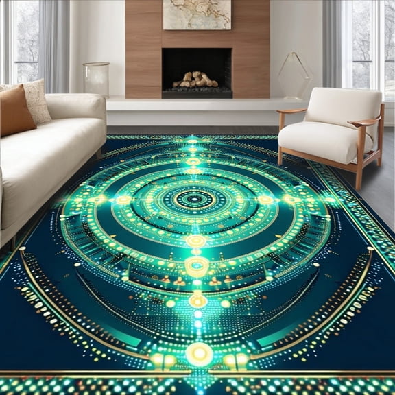 Flatwoven High Traffic Area Rug, LED Lighted, Non Slip, Stain Resistant, Washable Area Rugs for Living Room, Bedroom(Blue, 2X3)