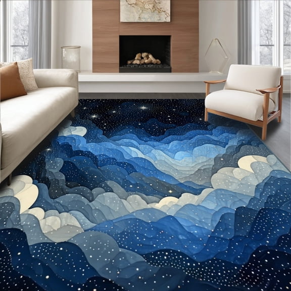 Flatwoven High Traffic Area Rug, LED Lit Adventure Bliss, Non Slip, Stain Resistant, Washable Area Rugs for Living Room, Bedroom(Blue, 2X3)