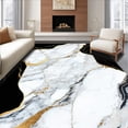 thumbnail image 1 of ODIKA 8'x10' Machine Washable Non-Slip Area Rug, Lezlee Abstract Marble Veins Modern Gold Border High Traffic Rug, White, 129308, 1 of 7