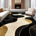thumbnail image 1 of ODIKA 4'x6' Machine Washable Non-Slip Area Rug, Lezlee Contemporary Black & Gold Swirls Modern Design High Traffic Rug, Black, 129310, 1 of 7
