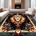 thumbnail image 1 of ODIKA 4'x6' Machine Washable Non-Slip Area Rug, Lion Medallion Glossy Abstract Swirls Redondo Flourishes High Traffic Rug, Gold, 176550, 1 of 7
