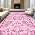 thumbnail image 1 of ODIKA 6' Machine Washable Non-Slip Area Rug, Lively Botanical and Animal Inspired Artwork High Traffic Rug, Pink, 294161, 1 of 7