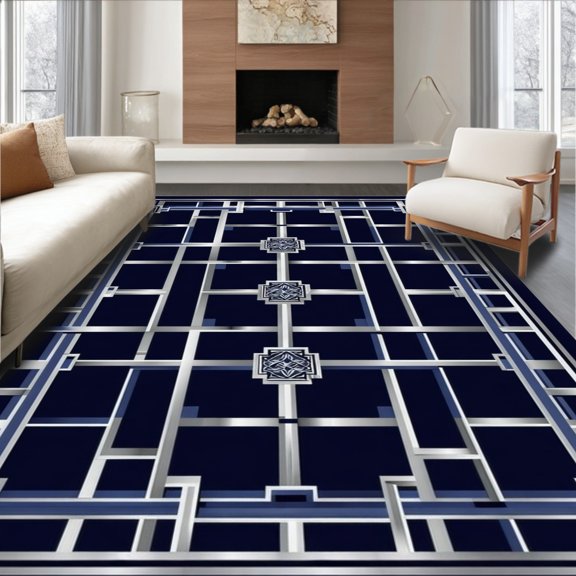 Flatwoven High Traffic Area Rug, Logo Circle for Kids Playroom, Non Slip, Stain Resistant, Washable Area Rugs for Living Room, Bedroom(Blue, 2X3)