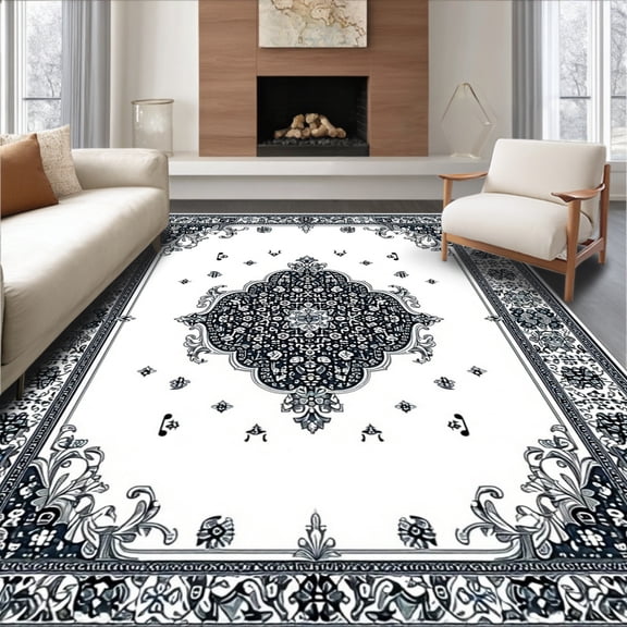 Flatwoven High Traffic Area Rug, Logo for Commercial Business, Non Slip, Stain Resistant, Washable Area Rugs for Living Room, Bedroom(Black, 2X3)