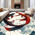 thumbnail image 1 of ODIKA 6'x9' Machine Washable Non-Slip Area Rug, Lucky Fish Welcome Contemporary Koi Design Entryway Floor High Traffic Rug, Red, 101958, 1 of 7