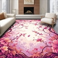 thumbnail image 1 of ODIKA 3'x5' Machine Washable Non-Slip Area Rug, Lush Botanical Inspiration with Artistic Swirls High Traffic Rug, Pink, 216618, 1 of 7