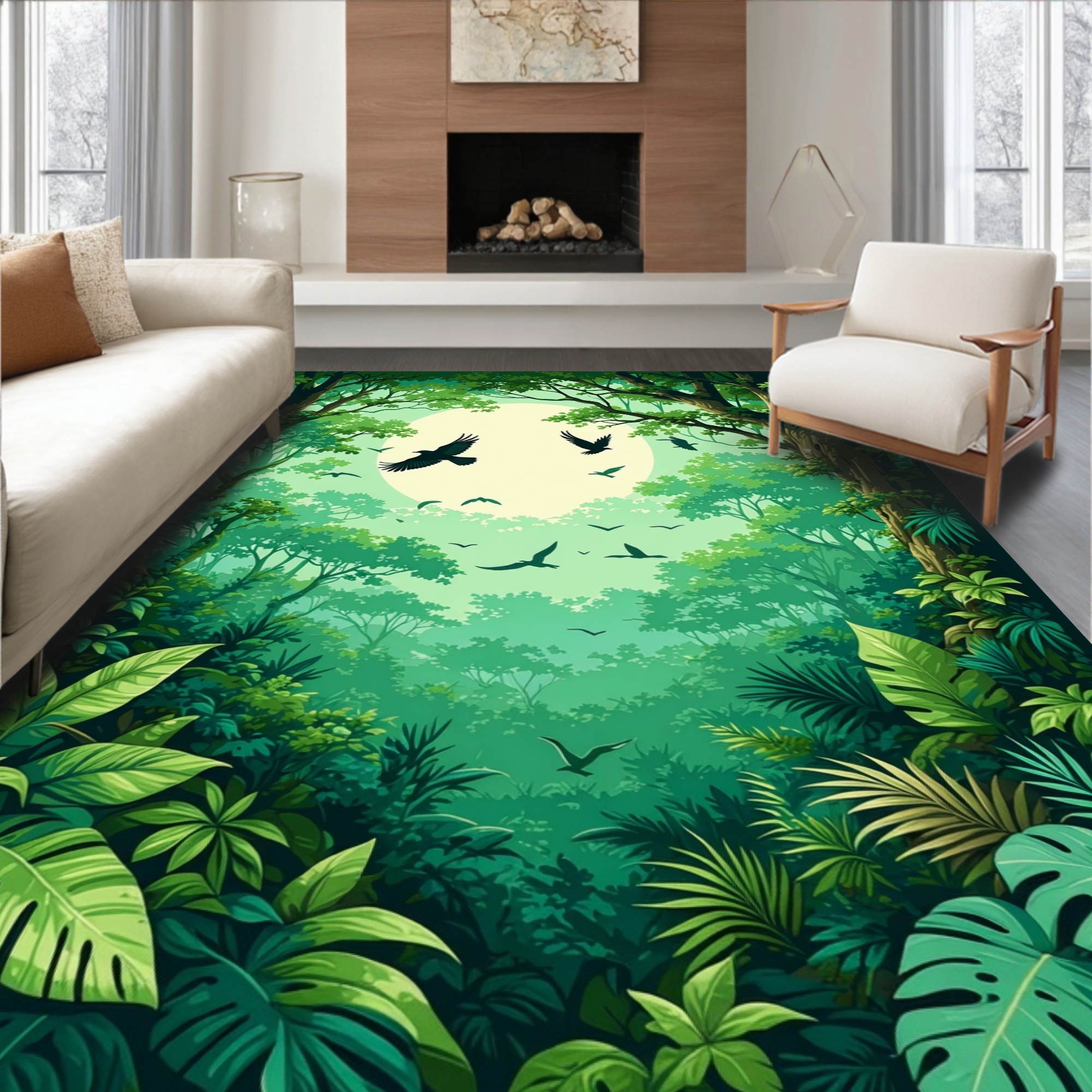 Lush Rugs ODIKA 5'x7' Machine Washable Non-Slip Area Rug, Lush Canopy Verdant ...