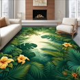 thumbnail image 1 of ODIKA 2'x3' Machine Washable Non-Slip Area Rug, Lush Foliage Tropical Botanical Illustration High Traffic Rug, Green, 185705, 1 of 7