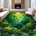 thumbnail image 1 of Flatwoven High Traffic Area Rug, Lush Forest Floral Motif, Non Slip, Stain Resistant, Washable Area Rugs for Living Room, Bedroom(Green, 4X6), 1 of 8