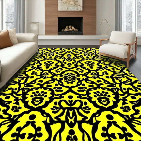 Flatwoven High Traffic Area Rug, Luxe Leopard Print Area with Sophisticated Color Blend, Non Slip, Stain Resistant, Washable Area Rugs for Living Room, Bedroom(Yellow, 8)