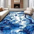 thumbnail image 1 of ODIKA 2'x3' Machine Washable Non-Slip Area Rug, Luxurious Abstract Topiary Composition High Traffic Rug, Blue, 29172, 1 of 7