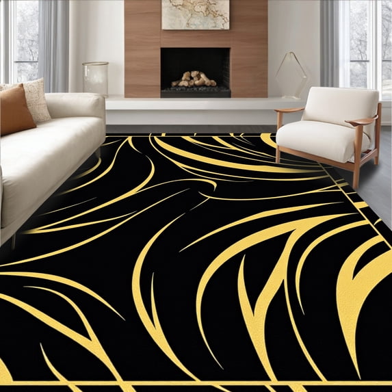 Flatwoven High Traffic Area Rug, Luxurious Avant garde Dramatic Unique Exquisite Distinctive, Non Slip, Stain Resistant, Washable Area Rugs for Living Room, Bedroom(Black, 8X10)