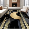 thumbnail image 1 of ODIKA 4'x6' Machine Washable Non-Slip Area Rug, Luxurious Geometric Onyx With Gilded Curved Lines Art High Traffic Rug, Black, 87326, 1 of 5