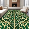 thumbnail image 1 of ODIKA 4'x6' Machine Washable Non-Slip Area Rug, Luxurious Interlocking with Elegant Leaf Motifs High Traffic Rug, Green, 252464, 1 of 7