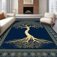 thumbnail image 1 of ODIKA 4'x6' Machine Washable Non-Slip Area Rug, Luxurious Oceanic Tree Symbol High Traffic Rug, Blue, 33701, 1 of 7
