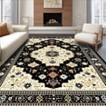 thumbnail image 1 of ODIKA 6'x9' Machine Washable Non-Slip Area Rug, Luxurious Vintage Damask Motif High Traffic Rug, Black, 14051, 1 of 7