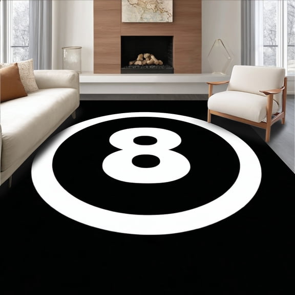 Flatwoven High Traffic Area Rug, Magic Orb Funky Circle Novelty Billiard, Non Slip, Stain Resistant, Washable Area Rugs for Living Room, Bedroom(White, 2X3)