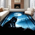 thumbnail image 1 of ODIKA 4'x6' Machine Washable Non-Slip Area Rug, Howling with Matching Pillowcase for High Traffic Rug, Blue, 108636, 1 of 7