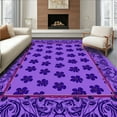 thumbnail image 1 of ODIKA 8' Machine Washable Non-Slip Area Rug, Wild Cat Botanical Design High Traffic Rug, Purple, 294565, 1 of 7