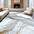 thumbnail image 1 of ODIKA 8'x10' Machine Washable Non-Slip Area Rug, Marble Inspired with Non Shedding Surface and Anti Slip High Traffic Rug, White, 84869, 1 of 7