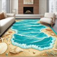 thumbnail image 1 of Flatwoven High Traffic Area Rug, Marine Duo Featuring Seashells Starfish and Nautical, Non Slip, Stain Resistant, Washable Area Rugs for Living Room, Bedroom(Blue, 6X9), 1 of 8
