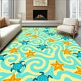 thumbnail image 1 of ODIKA 6'x9' Machine Washable Non-Slip Area Rug, Marine Parade with Interlocking Starfish and Ripple Motifs High Traffic Rug, Yellow, 295705, 1 of 7