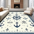 thumbnail image 1 of ODIKA 5'x7' Machine Washable Non-Slip Area Rug, Maritime Voyage Decorative with Anchor Design for Indoor Spaces High Traffic Rug, Blue, 69047, 1 of 7