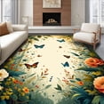 thumbnail image 1 of ODIKA 8'x10' Machine Washable Non-Slip Area Rug, Maximalist Jungle Boho Featuring Scatter and Rosebud Fantasy High Traffic Rug, Beige, 198470, 1 of 7