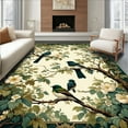 thumbnail image 1 of ODIKA 4'x6' Machine Washable Non-Slip Area Rug, Meadow Songbird with Delicate Blooming Branch Motifs High Traffic Rug, Green, 278843, 1 of 7