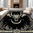 thumbnail image 1 of Flatwoven High Traffic Area Rug, Medieval Dragon Motif Elegance, Non Slip, Stain Resistant, Washable Area Rugs for Living Room, Bedroom(Black, 4X6), 1 of 8