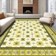 thumbnail image 1 of ODIKA 8'x10' Machine Washable Non-Slip Area Rug, Mediterranean Echoes Geometric Patio Saffron and Linen Shades High Traffic Rug, White, 67297, 1 of 7