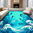 thumbnail image 1 of ODIKA 4'x6' Machine Washable Non-Slip Area Rug, Mermaids Ocean Non Slip High Traffic Rug, Blue, 87366, 1 of 7