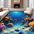 thumbnail image 1 of Flatwoven High Traffic Area Rug, Mesmerizing Undersea Abyss Dimensional Coral Reef Escape, Non Slip, Stain Resistant, Washable Area Rugs for Living Room, Bedroom(Blue, 8X10), 1 of 8