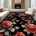 thumbnail image 1 of ODIKA 4'x6' Machine Washable Non-Slip Area Rug, Midnight Bloom Dark Floral Elegance High Traffic Rug, Red, 217717, 1 of 7