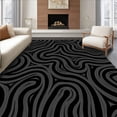 thumbnail image 1 of ODIKA 2'x3' Machine Washable Non-Slip Area Rug, Midnight Cascade Luxe With Flowing Wave Design High Traffic Rug, Black, 395767, 1 of 7